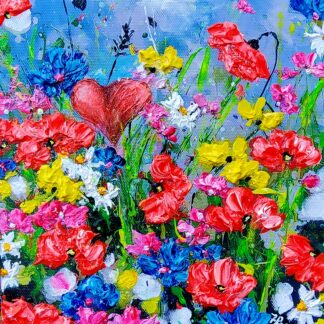 vibrant floral painting. Filled with colour this painting would brighten up any home or office