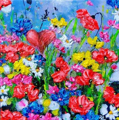 vibrant floral painting. Filled with colour this painting would brighten up any home or office