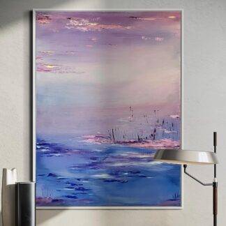 This abstract seascape evokes a sense of calm and relaxation, with its soothing colors and vibrant energy. Perfect for any space in the house, especially the bedroom, it brings a tranquil atmosphere that invites serenity and peace. Coming bespoke framed, with multiple color options available, this wall art adds a touch of personalized style to your home décor, making it a truly unique and beautiful addition to your living space."