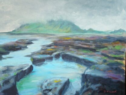 Tranquil Irish Seascape Painting : Rock Pool at a Sea Inlet