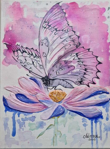 This painting is one of mini series that contains 4 pieces representing 4 seasons named "Butterfly #1- Summer"