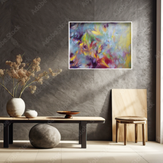 captivating allure of autumn with this exquisite floral painting, brought to life with vibrant oil pigments and vibrations of color.