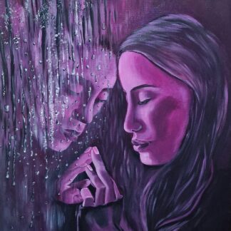 This painting and its name shows true feeling down alone moments which are not accepted in todays society. Trough the misty glass, the dreary weather mirrors her sorrow, capturing a moment of emotional vulnerability and introspection