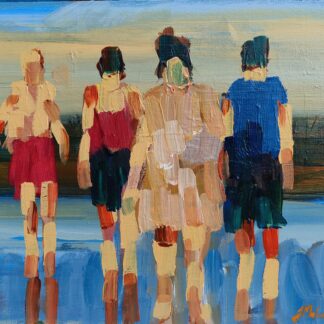 Family, figurative acrylic painting on canvas