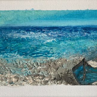 Seascape Painting - Summer vibes, dream beach, Oil on canvas , Original, Framed