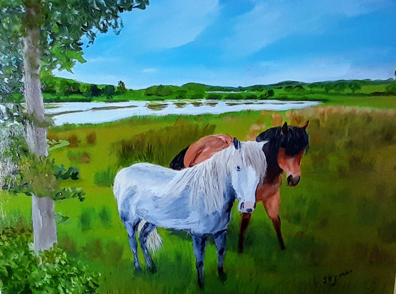 This painting of Connemara ponies beautifully captures the grace and strength of these iconic Irish horses.