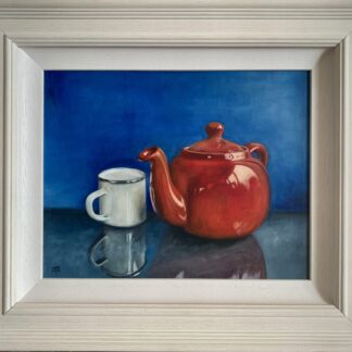 Still life painting of a tea pot and a cup by Irish artist Martin Maguire. Check out more of his art for sale on art4you.ie