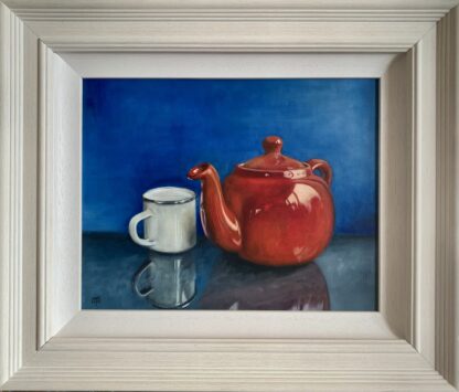 Still life painting of a tea pot and a cup by Irish artist Martin Maguire. Check out more of his art for sale on art4you.ie