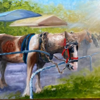 Painting of Killarney Jaunting Horse & Carts