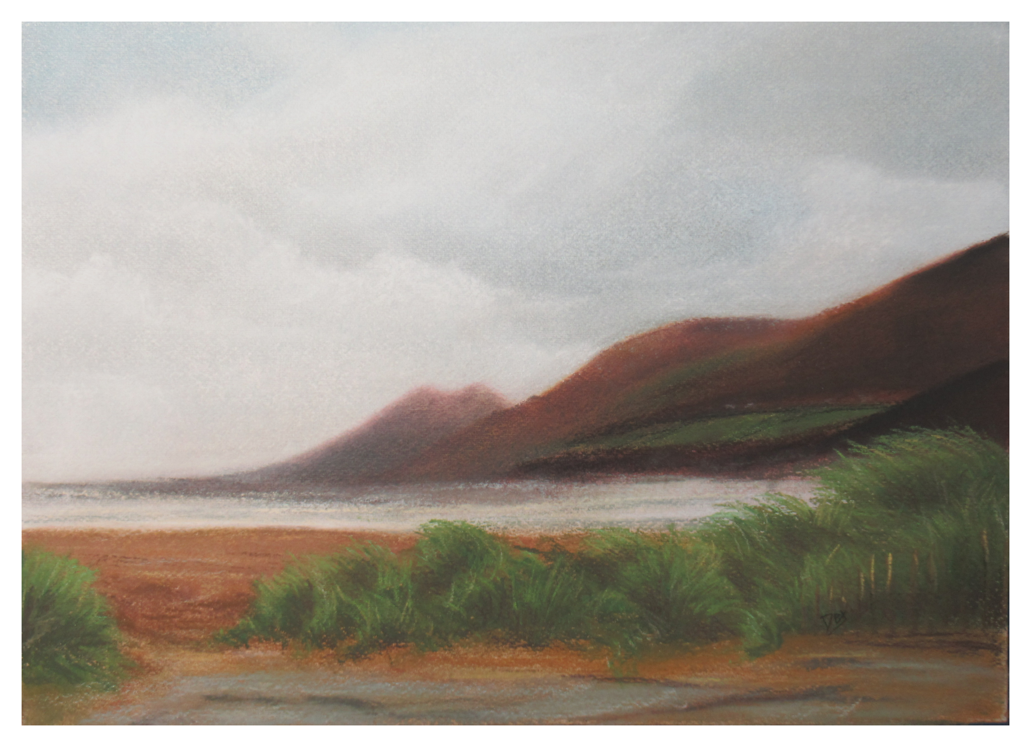 painting capturing the serene dunes of Inch Beach, inspired by a journey through Ireland's breathtaking landscapes. This piece is part of a series that celebrates the natural beauty of Ireland's beaches, forests, and iconic scenery."