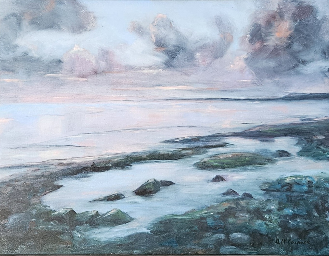 Irish Seascape painting of sunset in strandhill Silgo.