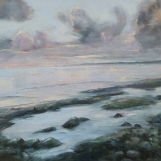 Irish Seascape painting of sunset of Rock pool Strandhill County Silgo.