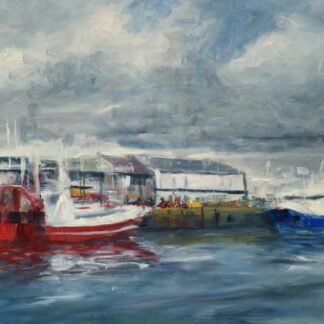 Painting of Howth Harbour for sale by Irish artist David McCormack. Check out more of his art for sale on art4you.ie