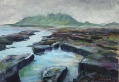 Tranquil Irish Seascape Painting : Rock Pool at a Sea Inlet