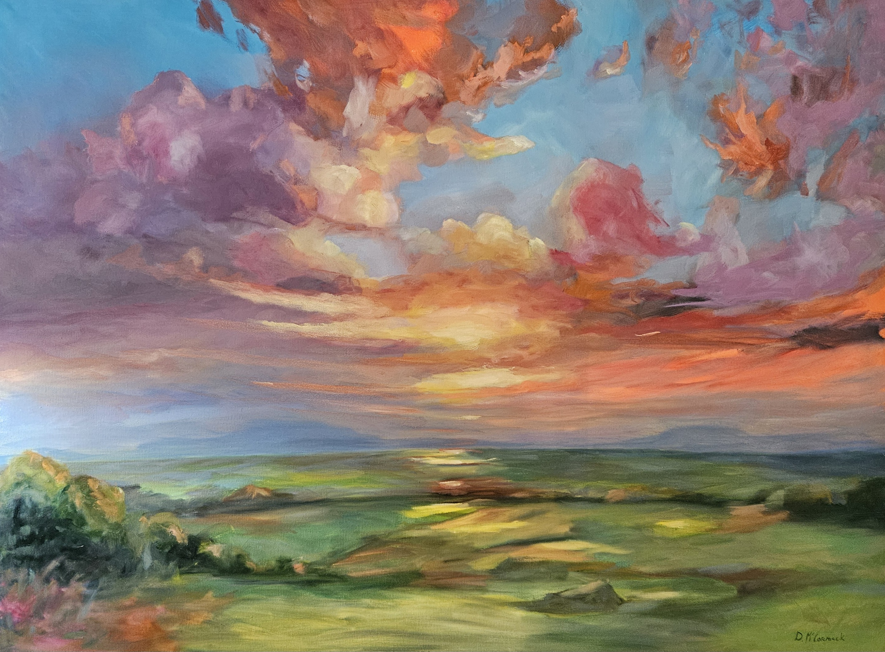 Large landscape painting of sunset in Connemara