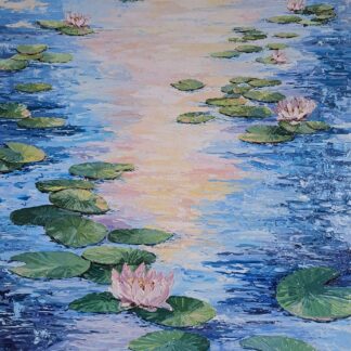 Painting of a Lily Pond at Sunrise