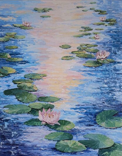 Painting of a Lily Pond at Sunrise