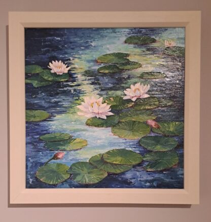 painting of a lily pond,