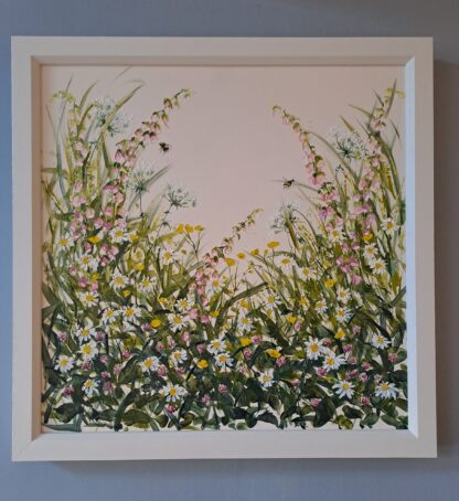 floral painting with bees