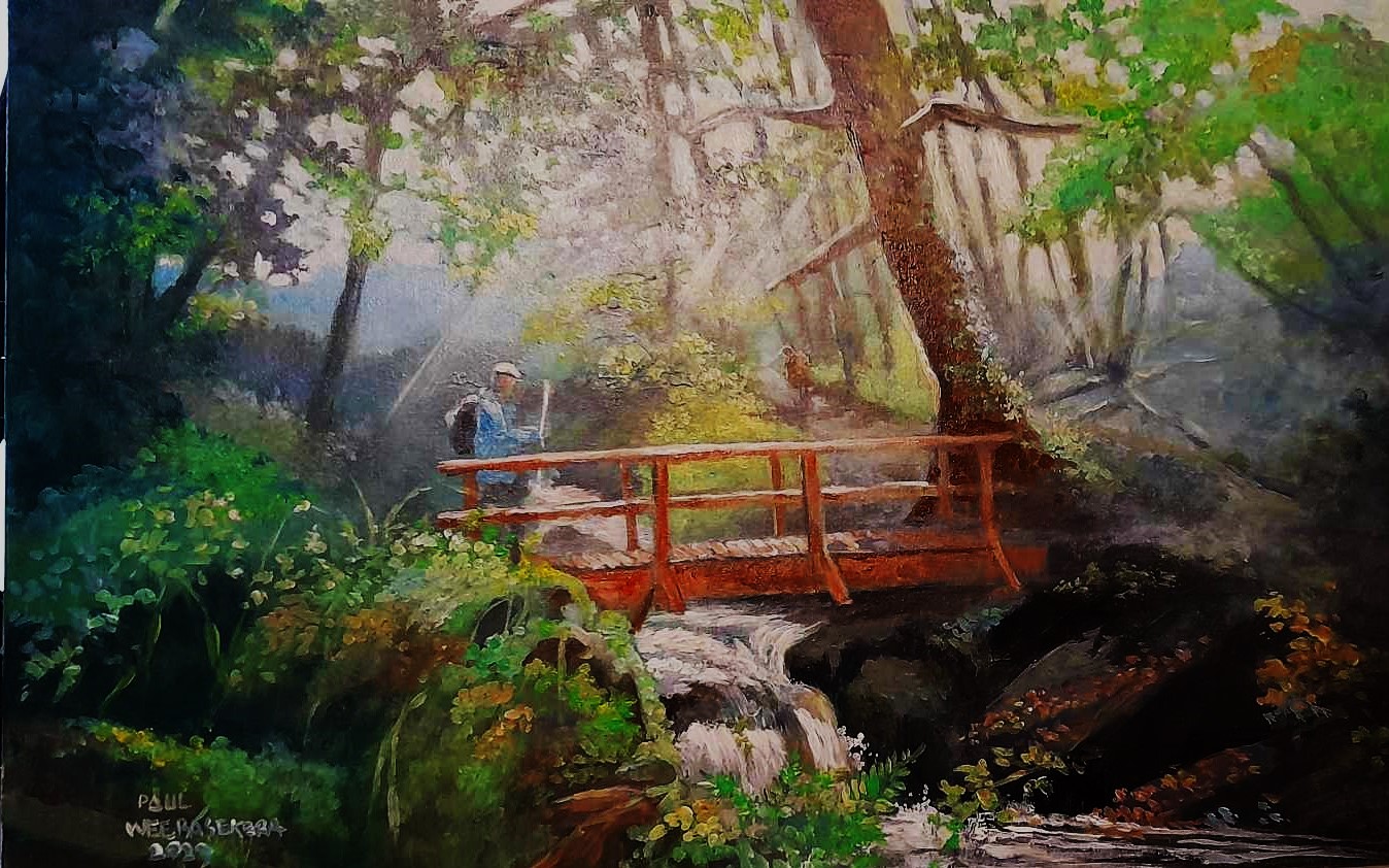 original hand-painted of Forest Park, Ballyhoura, County Limerick, Ireland. This 76x50 unframed artwork on stretched canvas can be displayed with or without a frame