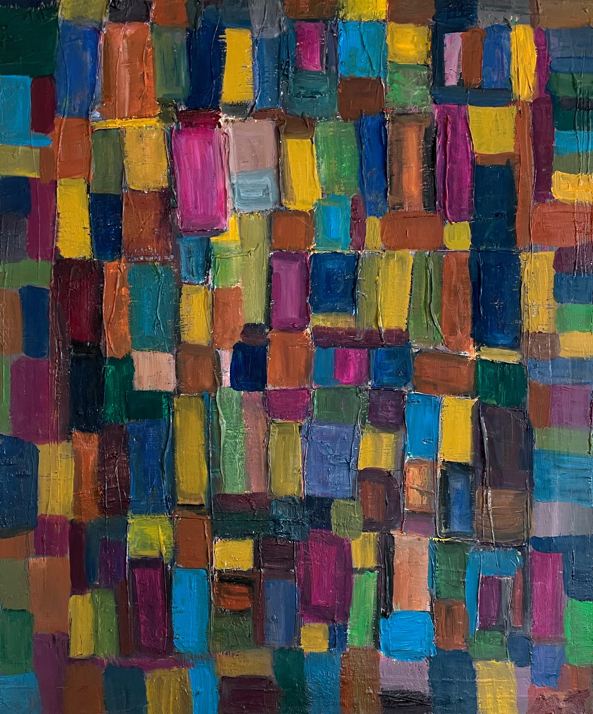 This original abstract painting, set on a clean white base, bursts with vibrant color in a bold and dynamic composition. The artist’s expressive brushstrokes create a lively contrast against the stark backdrop, with splashes of color applied in an abstract stance, bringing energy and movement to the piece. Perfect for adding a modern touch to any space, this artwork invites interpretation and will be a striking focal point in any home or office