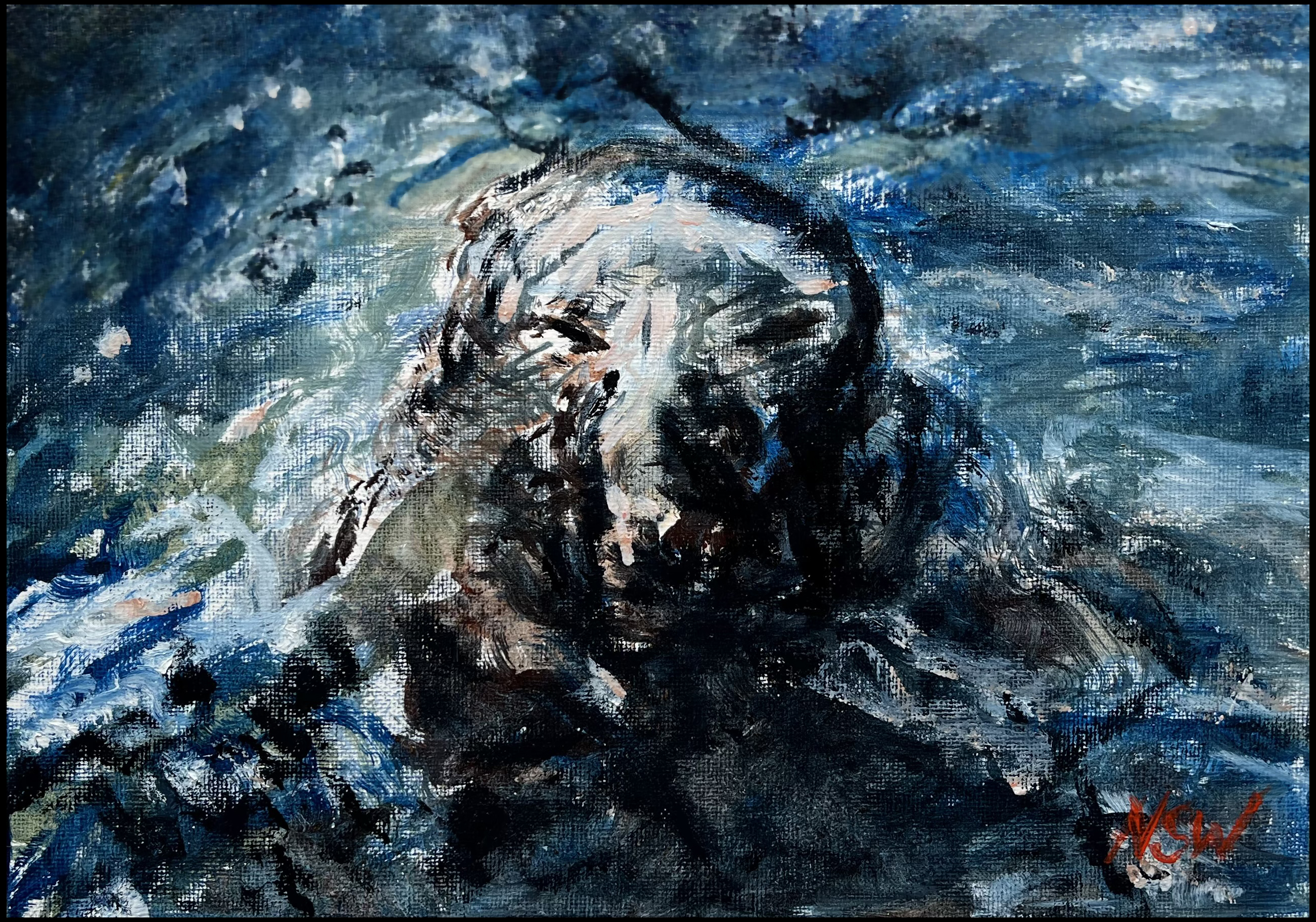 Seascape painting - Framed Oil on canvas