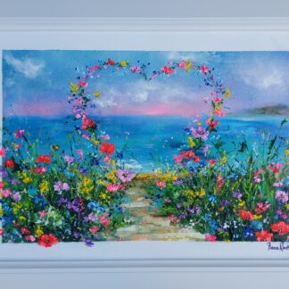 An original acrylic framed painting depicting a loving seascape!